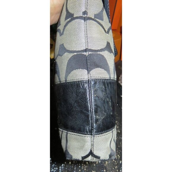 Coach 2008 Cursive Creed Limited Edition Signature Stripe Canvas & Leather Tote - Picture 4 of 11